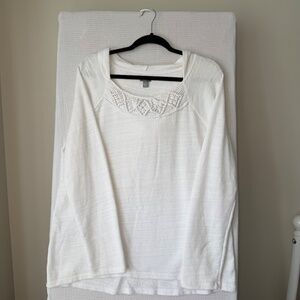 Aerie cotton white knit hooded sweatshirt hoodie Sz Lg